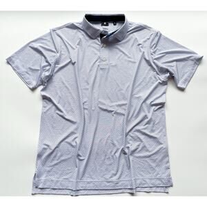 Men's Foot Joy White and Blue Patterned Golf Polo Short Sleeve Shirt Size XL